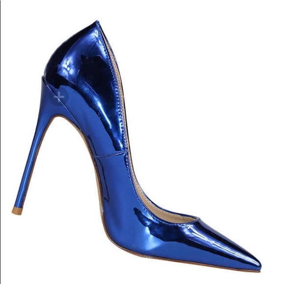 NIB! Guess Blue Metallic Pumps - Picture 6 of 8